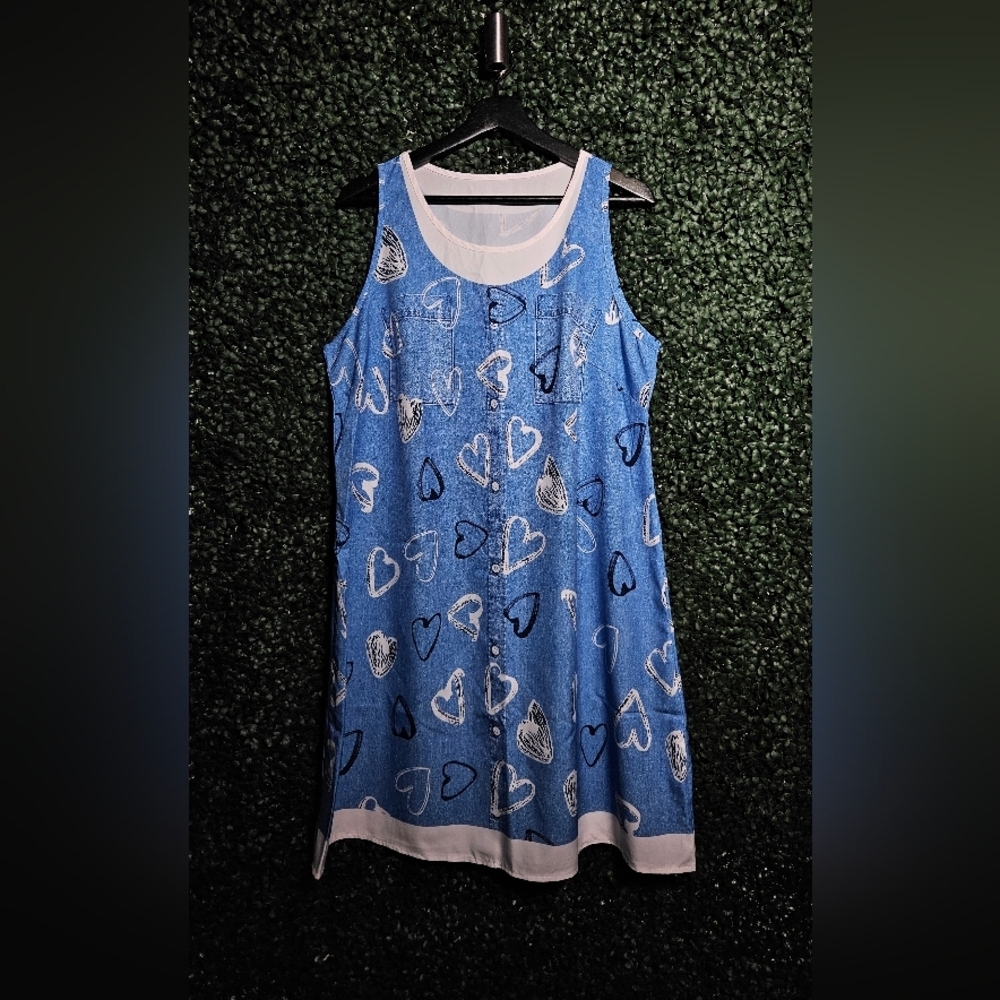 SHEIN Blue Heart Print Dress